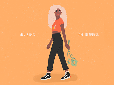 All bodies are beautiful body character characters flowers illustration ipadproart procreate procreate art procreateapp rainbow self care self love vans vans shoes woman womens day womens march