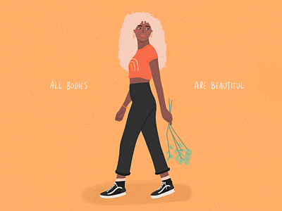 All bodies are beautiful body character characters flowers illustration ipadproart procreate procreate art procreateapp rainbow self care self love vans vans shoes woman womens day womens march