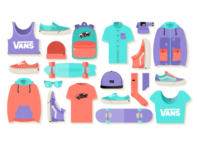 Vans. Free Illustration Kit accessories clothing color environment flat design icon illustration shoes shop skate street style vans