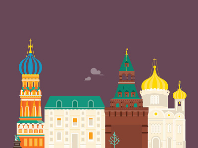 Moscow architecture buildings city colors illustration monuments moscow russia