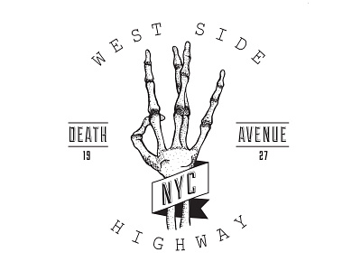 West Side HWY badge illustration icon lockup ny pitu skeleton westside