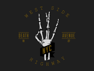 West Side HWY badge illustration icon lockup ny pitu skeleton westside