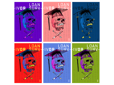 Loan Survivor color logo pitu pointillism poster skull