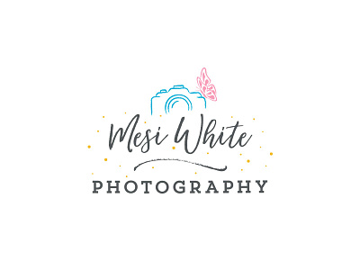 Mesi White Photography Logo baby butterfly calligraphic gray light logo photography playful wedding