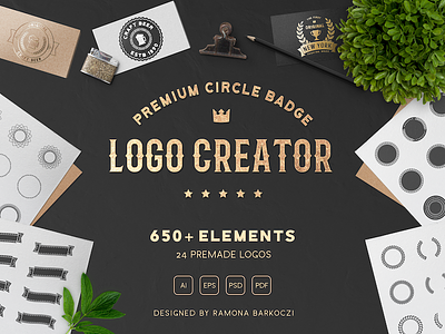Premium Circle Badge Creator badge brand bundle circle creative market logo template typography vector vintage