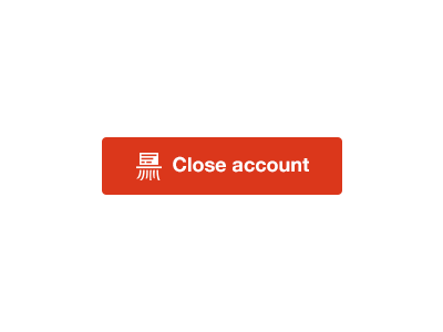 Close Account button close account flat icon minimal red