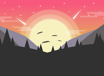 sunset animation art design flat illustration illustrator vector