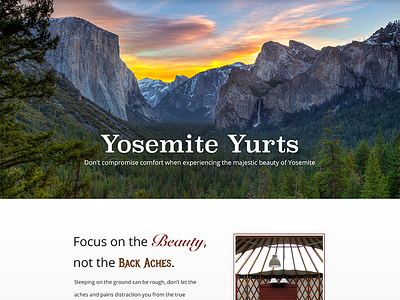 Yosemite Yurts Home Page design layout ui ux website yosemite yurt