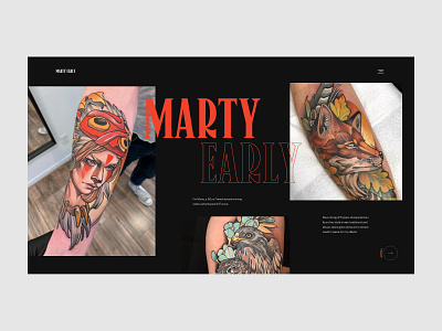 Marty Early - Home animal animation art direction black clean design homepage layout minimal motion red tattoo tattoo artist ui ui design uiux ux ux design webdesign website