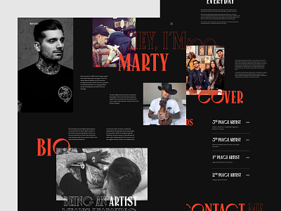 Marty Early - About page about page animation art direction black clean design layout minimal motion red tattoo tattoo artist typography ui uidesign uiux ux ux design webdesign website