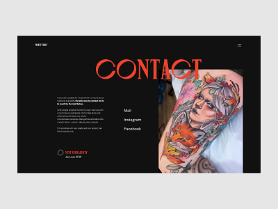 Marty Early - Contact page animation art direction black clean contact page design layout minimal motion red tattoo tattoo artist typography ui ui design ux ux design webdesign website