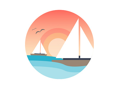 Summer Sunset Sailing challenge illustration sailing summer sunset vector