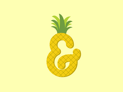 Pineapple Amp ampersand flat fruit illustration typography vector