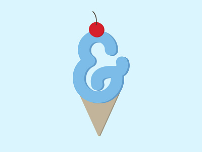 Blueberry Cherry Amp cherry cone flat illustration typography vector