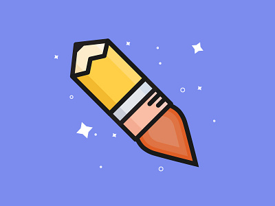 Pencil Rocket design flat graphic icon illustration pencil rocket vector