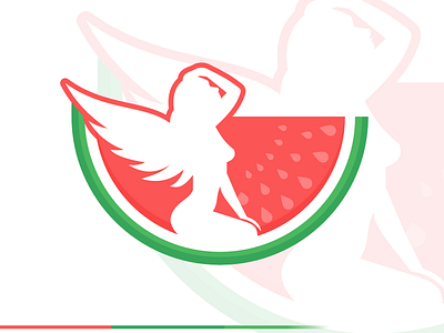 angal + melon angel branding bussiness logo design dressing icon illustration ladies ware logo logo design melon red vector