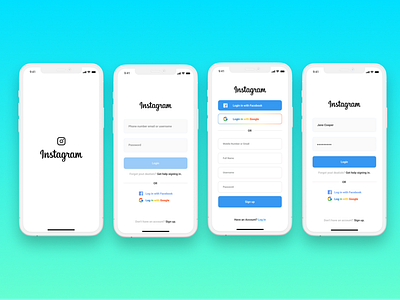 Redesigning Instagram Sign in & Sign up Screens