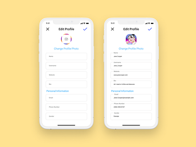 Redesigning Instagram Application
Edit Profile Screens