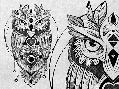 Ethnic owl cloth clothes design digitalart illustration vintage