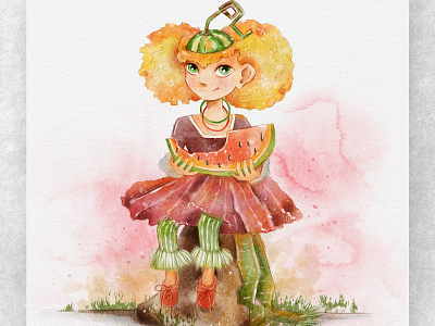 Watermelon fairy children childrens illustration clothes design digitalart digitalpainting illustration vintage