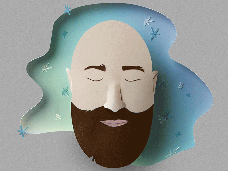 Deep Thoughts: Patience. beard blog gif madebysidecar motion paper paper craft patience portrait sidecar