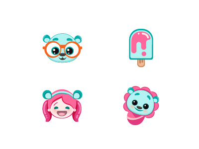 Emoji anime baby bear cute emoji emoticon girl ice cream mint pink smile sweet