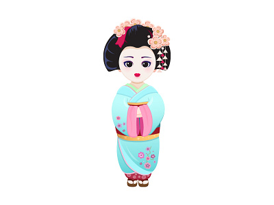 Geisha geisha illustration japan kimono sakura vector