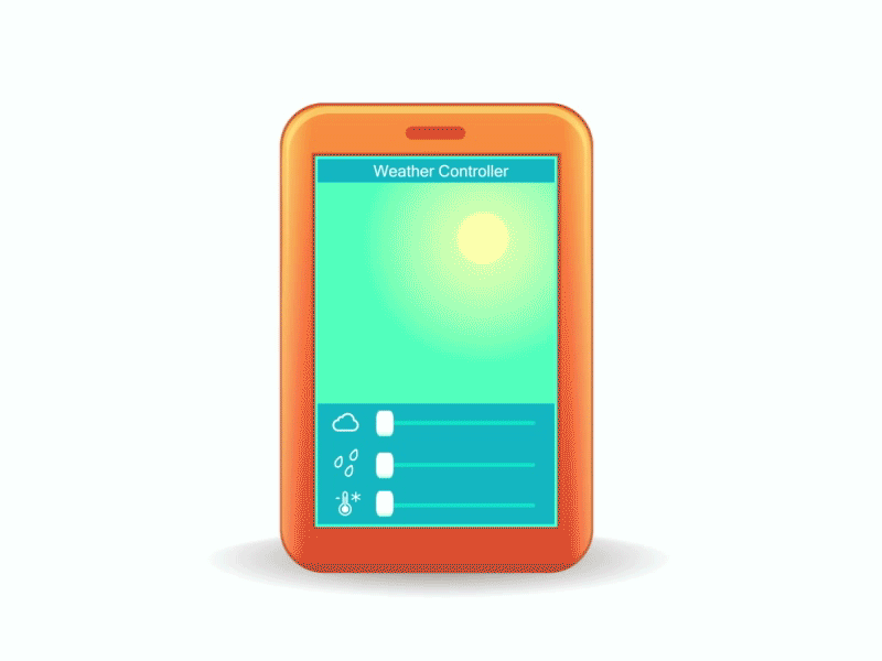 Weather Controller animation application interactive interface mobile phone smartphone vector weather