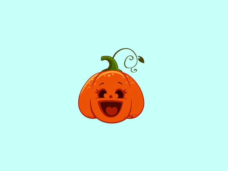 Happy November animation autumn cartoon flat funny pumpkin smiling vector