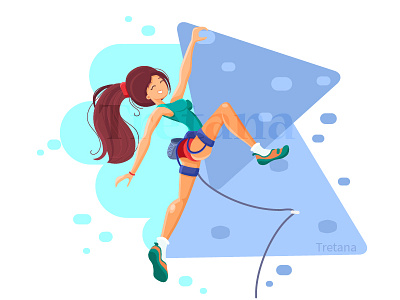 Cute Rock-Climber cartoon climber climbing flat icon mountaineer rock sport vector