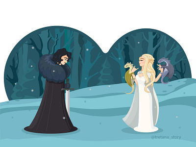 game of Thrones cartoon character daenerys dragon film illustration jon snow vector