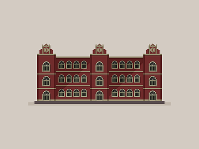 The red brick colonial building