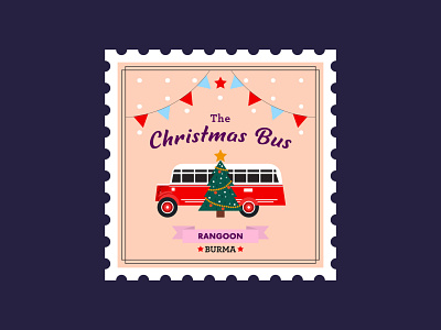 The Christmas Bus 39bitepu burma chevrolet chevroletbus christmas christmasbus christmasdesign design graphic design illustration illustrator merrychristmas myanmar post postagestamp postcard rangoon stamp vintage yangon