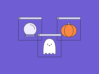 🔮 👻 🎃 crystal ball dribbbleweeklywarmup ghost halloween minimal pumpkin social social media