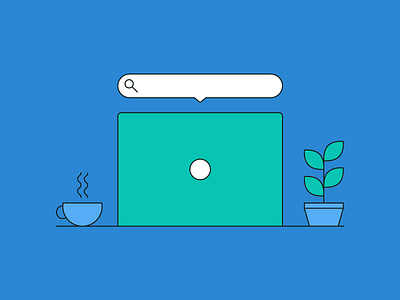 🔎 💻 desk illustration keyword laptop minimal office plant search seo workspace