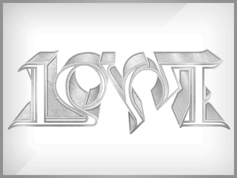 Love or Lust ambigram hand drawn reverse type typography vector