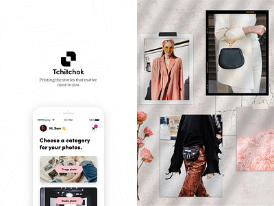 Tchiktchok app branding design illustration minimalist photo printing printmaking ui ux