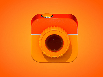 Camera icon 3d app camera fun icon logo minimalist orange photo