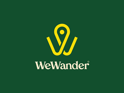 WeWander logo apparel branding design hiking icon illustration illustrator lockup logo logodesign logomark outdoor pin serif travel type typography vector