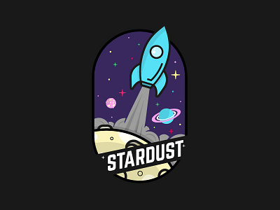 Stardust badge badge branding icon illustration illustrator moon planet rocket space type typography vector