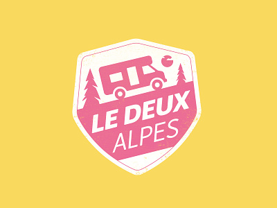 Le Deux Alpes badge branding design drawing flat icon illustration illustrator logo type typography vector
