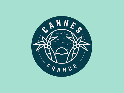 Cannes badge branding cannes design drawing flat france icon illustration illustrator logo palmtree summer type typography vector