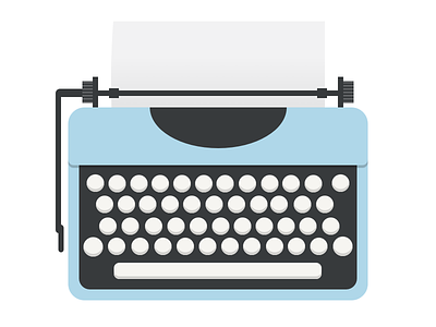 Typewriter blue flat illustration keyboard keys minimal paper simple type typewriter vector