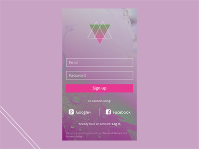 Sign up screen