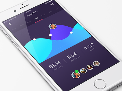 App Design - iPhone Social Fitness App blue design fitness gym ios iphone app pink purple sketch social ui
