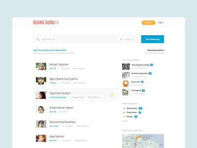 Ruang Guru Redesign categories clean education feed flat list map search