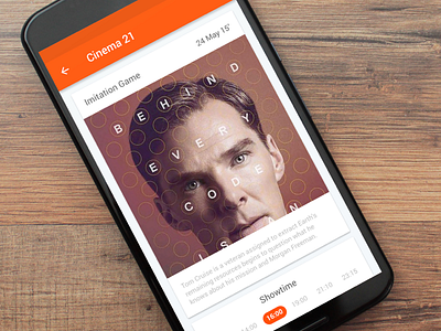 Booking a Movie android cinema clean feed flat material mobile movie profile showtime ticket time