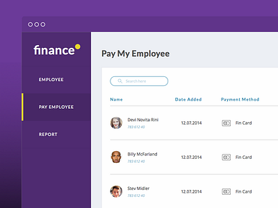 Finance Payment card clean column dashboard finance list payment pocket search