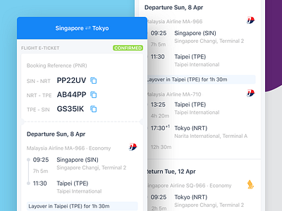 Multi PNR - flight itinerary