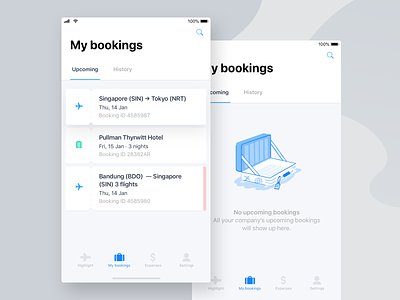 My Bookings bookings business empty flight hotel illustration mobile travel trip